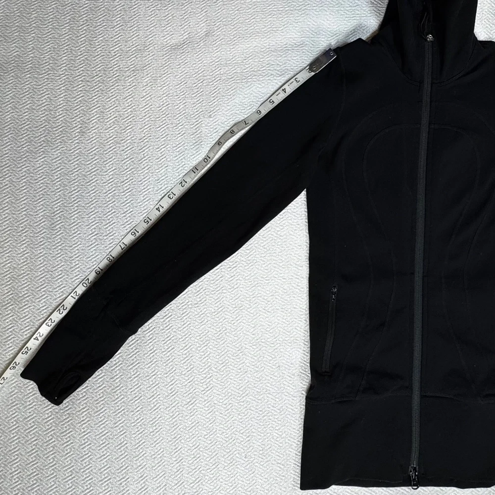 Lululemon In Stride Jacket Black Women's Size 2 Full zip High Neck Long Length - Picture 12 of 12